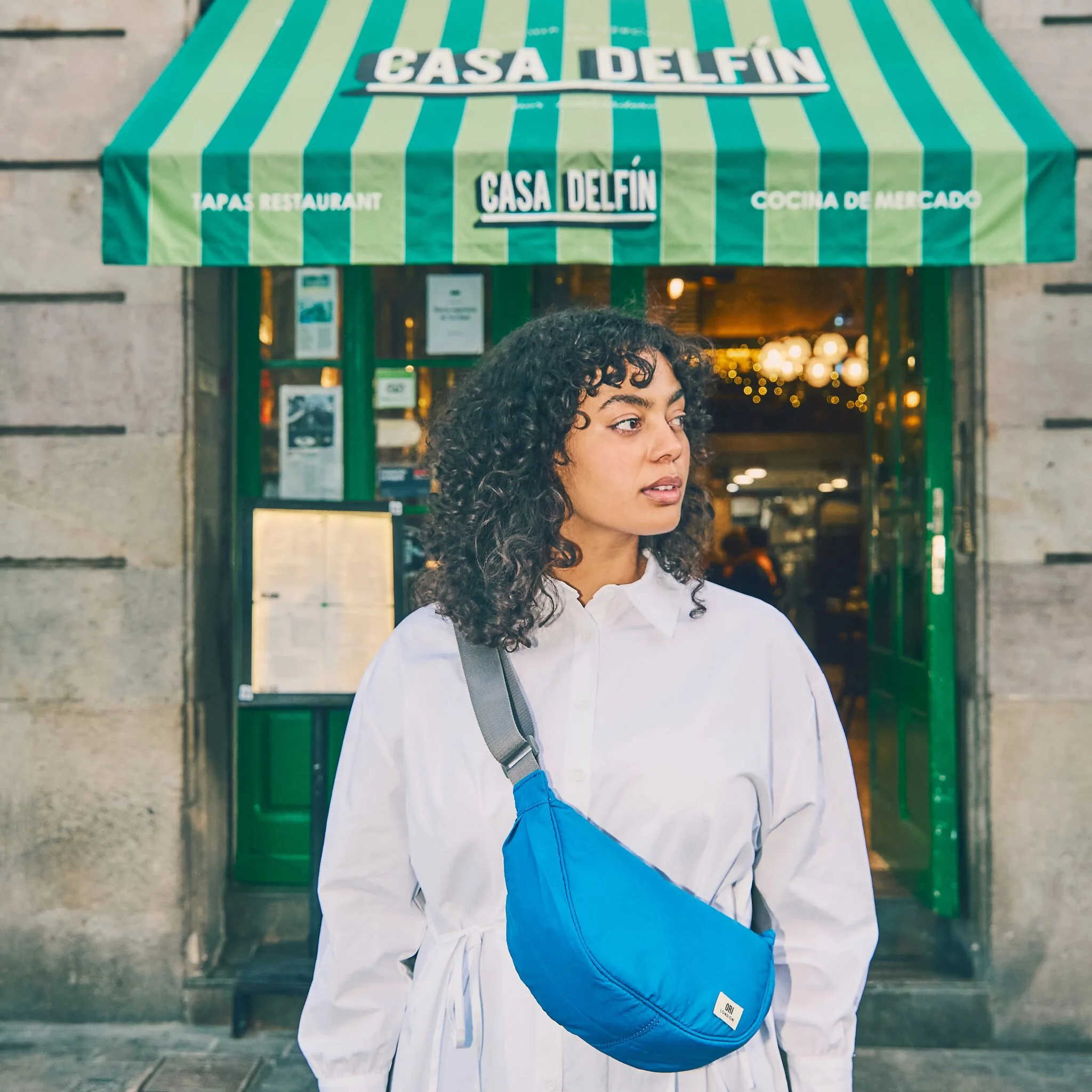 Farringdon Half Moon Bag in Malibu Blue Taslon - Image 2