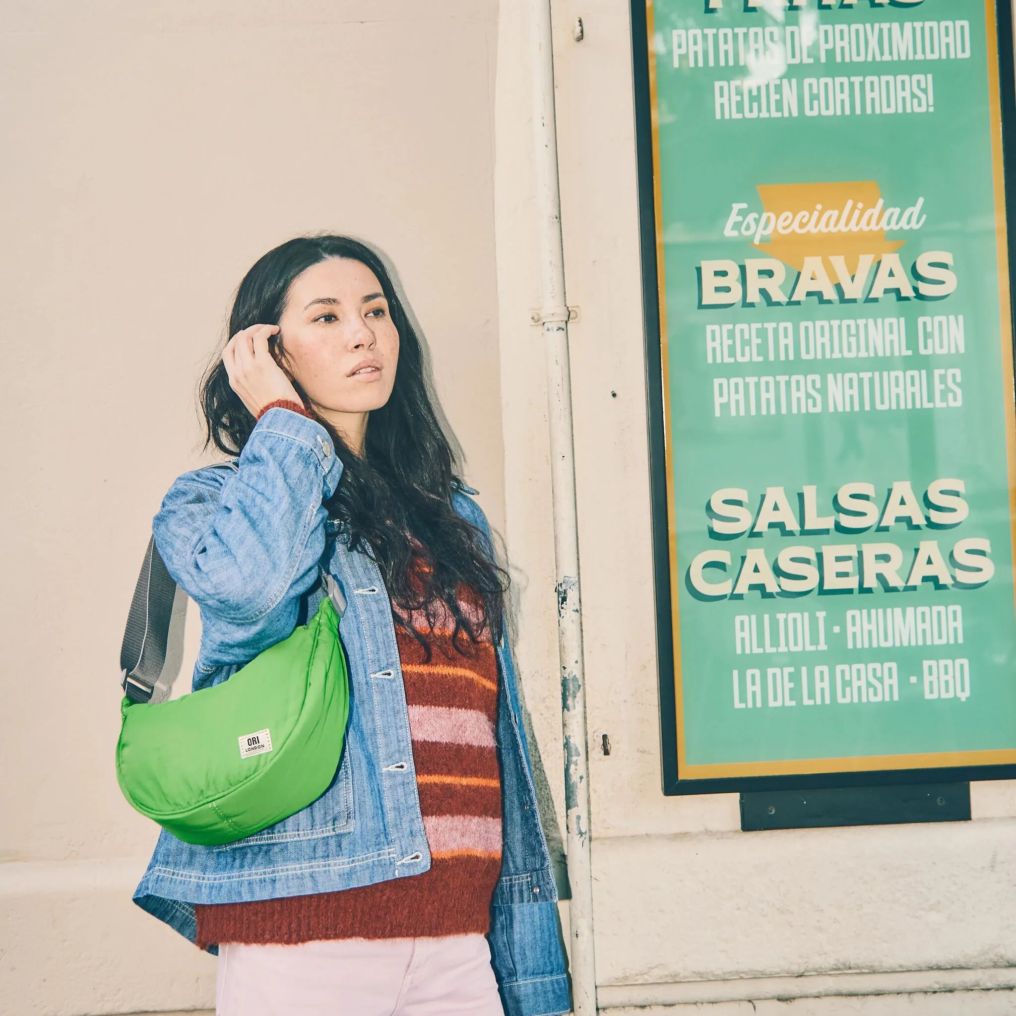 Farringdon Half Moon Bag in Online Lime Taslon - Image 2