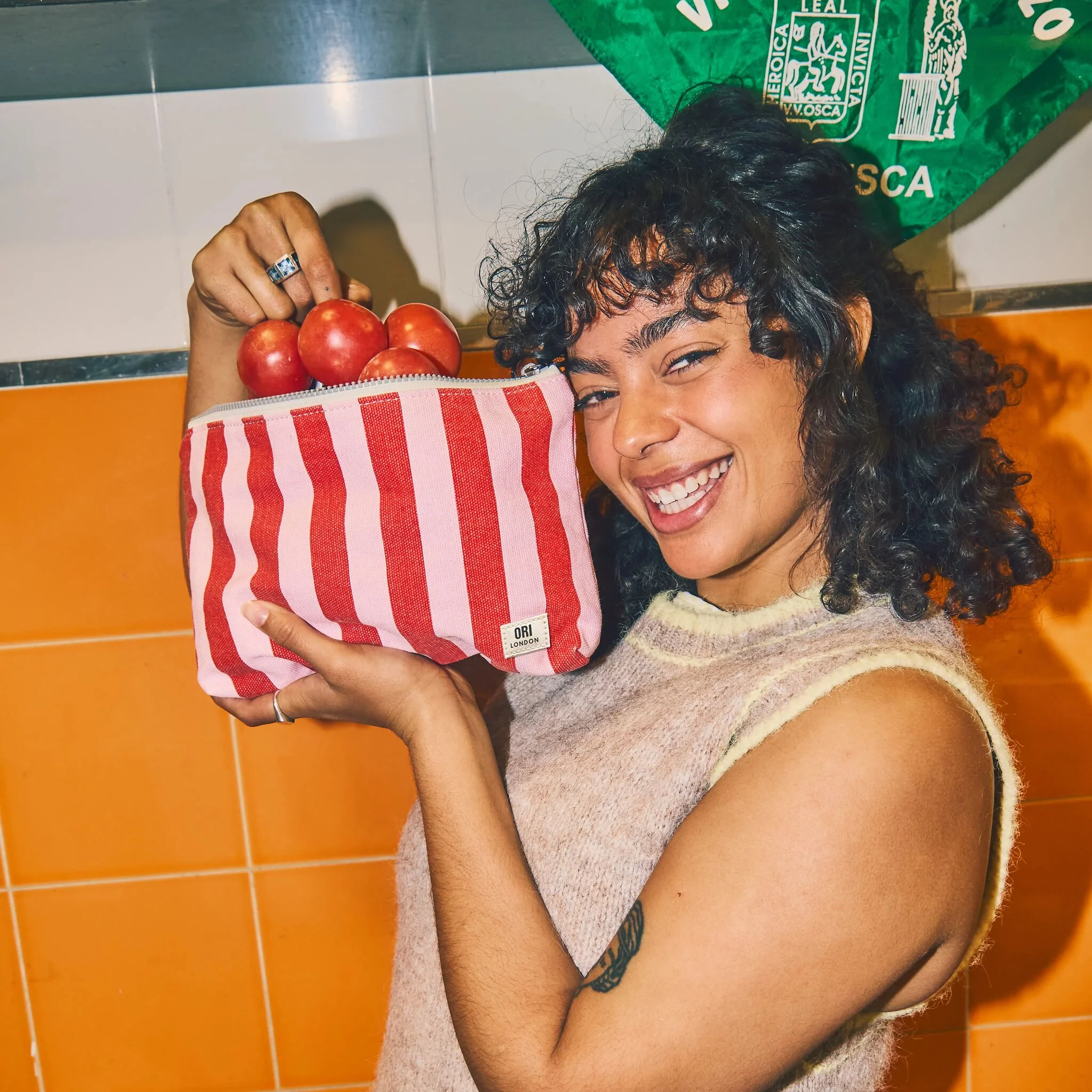 Maida Vale Pouch in Strawberry Stripe - Image 2
