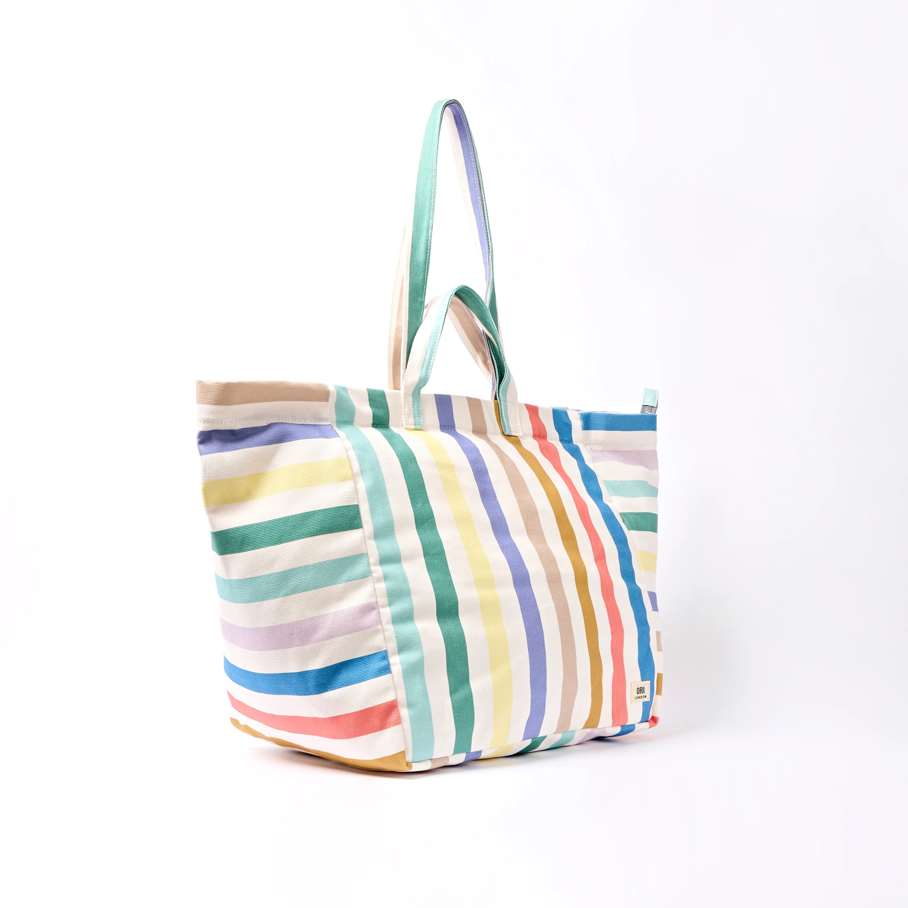 Marylebone Tote Bag in Pastel Multi Stripe - Image 3