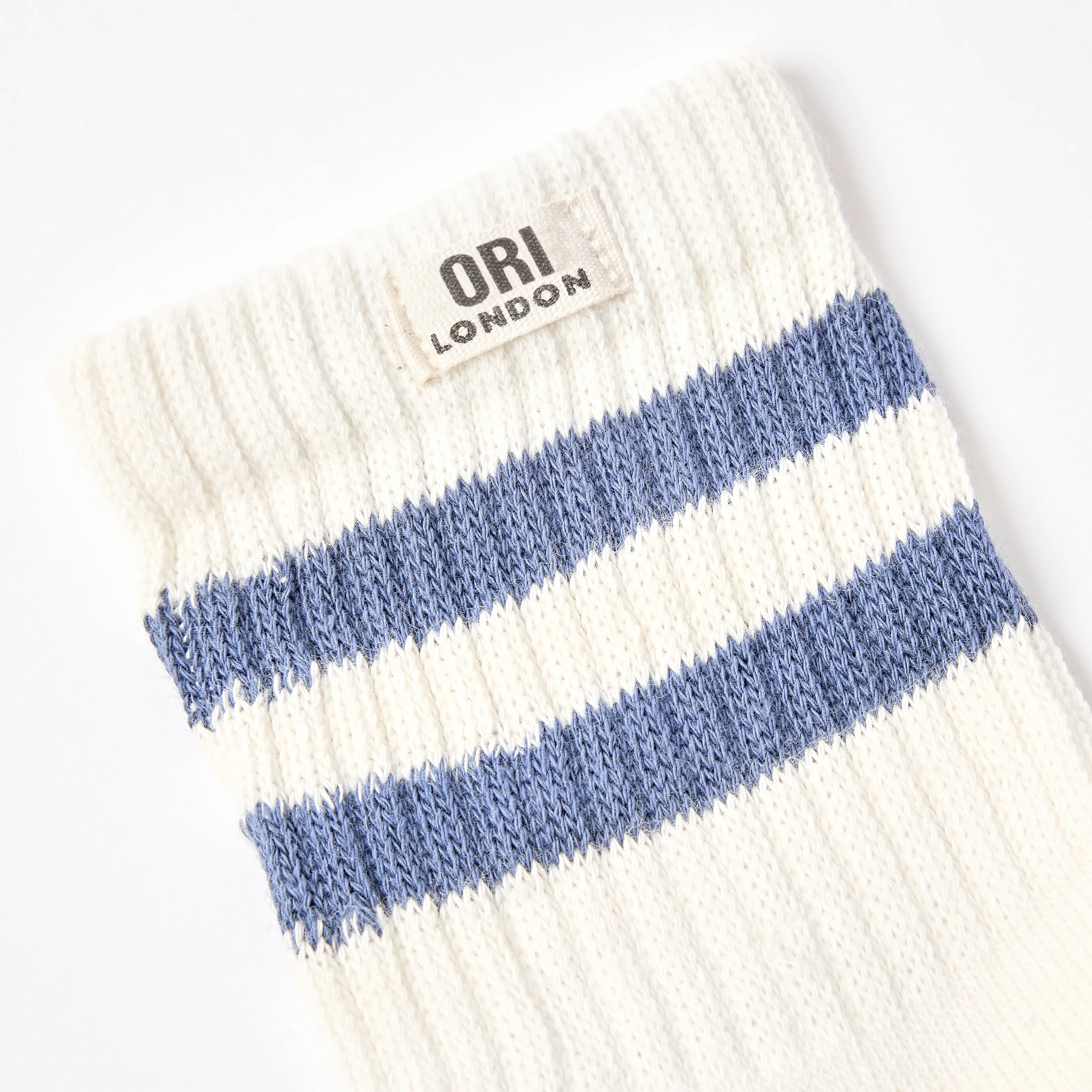 Windsor Stripe Crew Socks for Women in Coastal Blue - Image 2