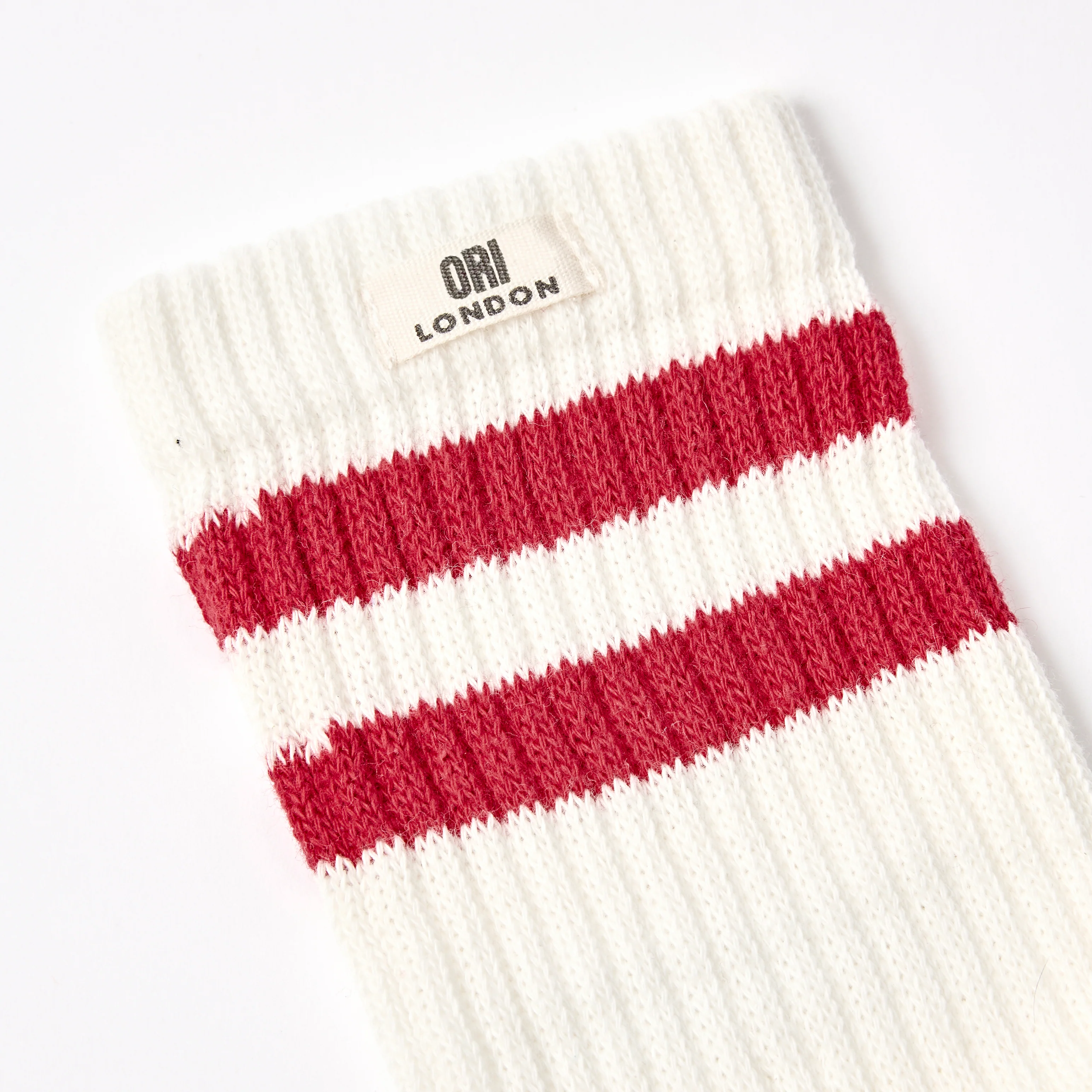 Windsor Stripe Crew Socks for Women in Cranberry - Image 2