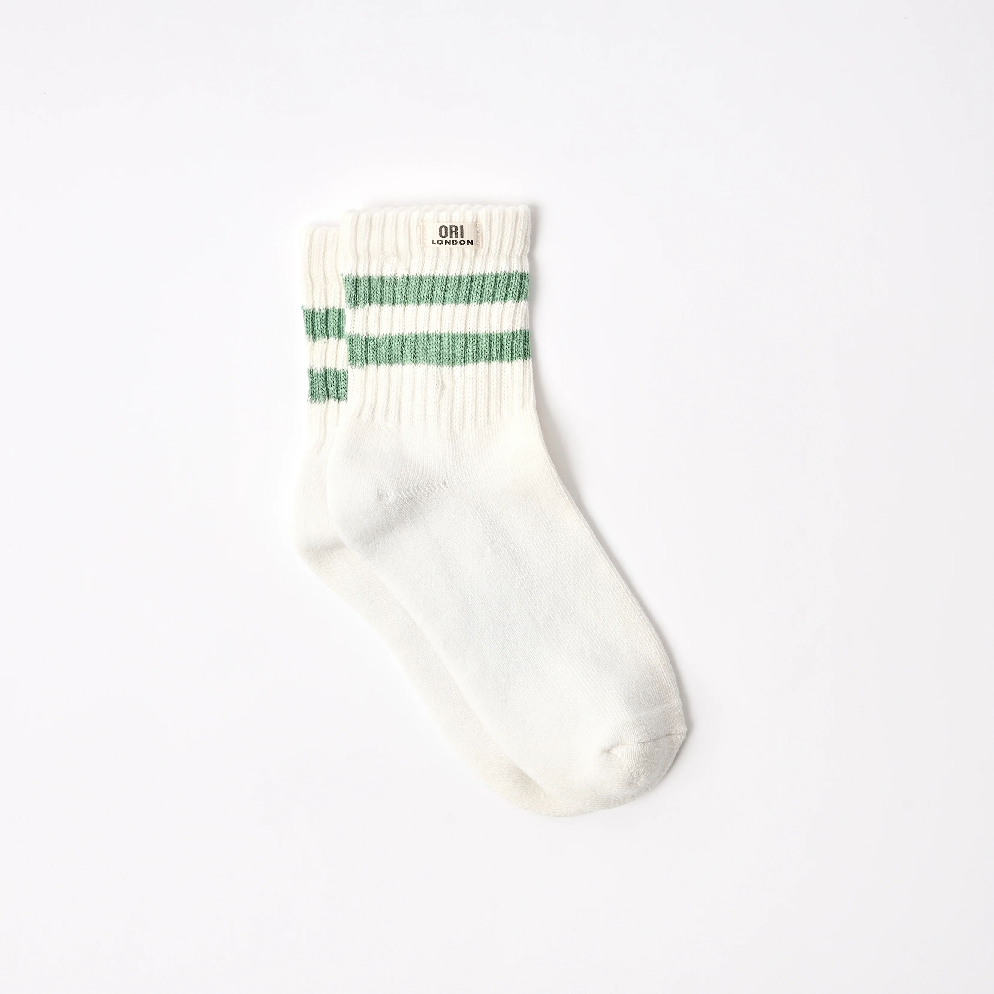 Windsor Stripe Crew Socks for Women in Matcha