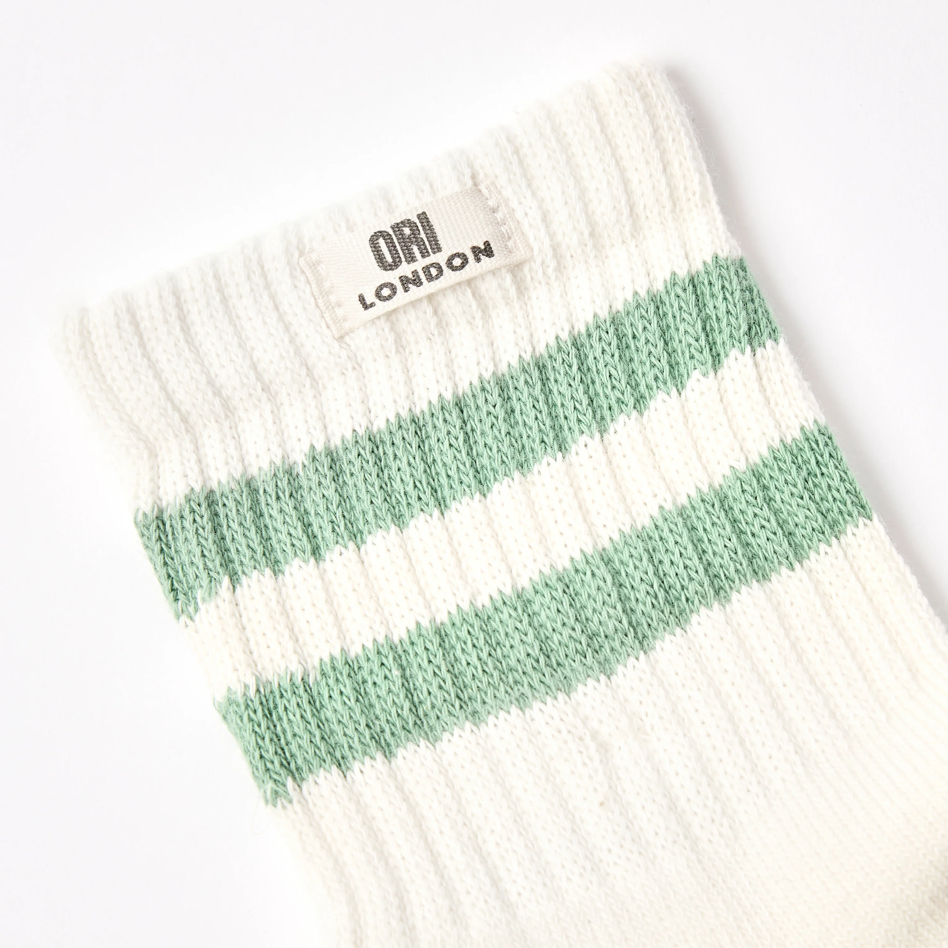 Windsor Stripe Crew Socks for Women in Matcha - Image 3