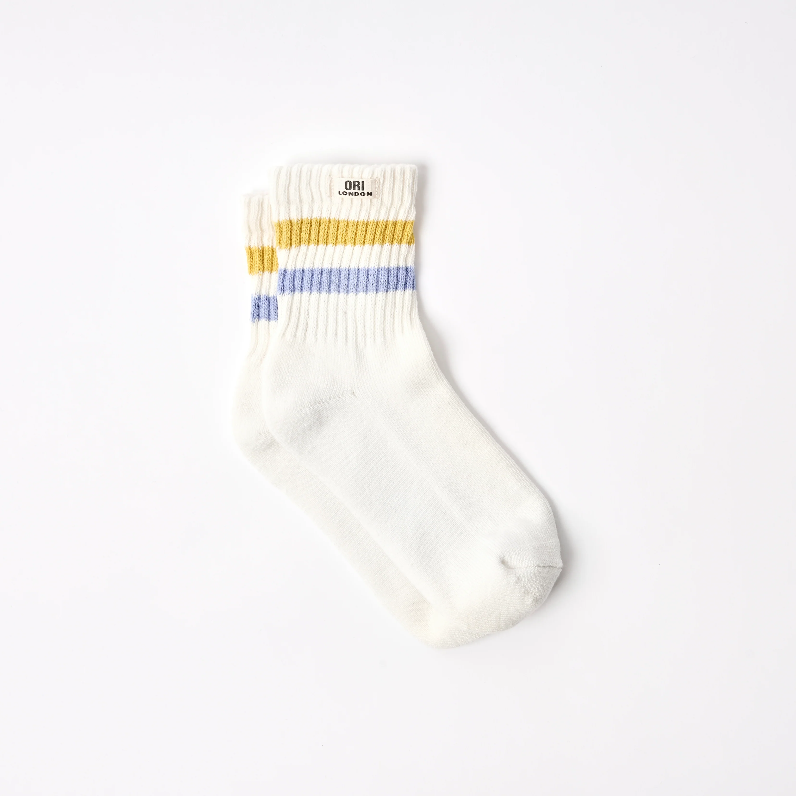 Windsor Stripe Crew Socks for Women in Summer Yellow/Thistle